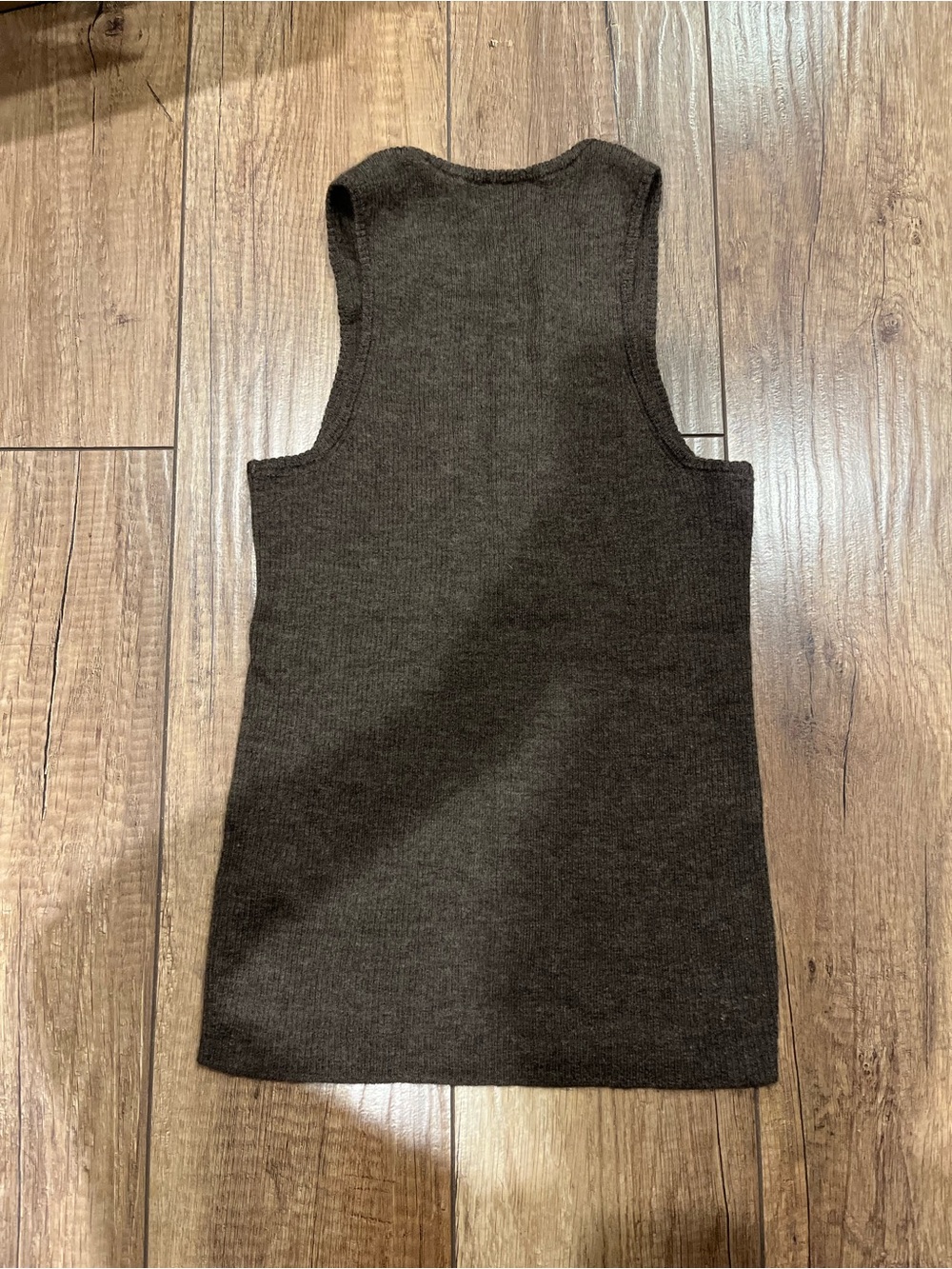 Quince Brown Ribbed Cashmere Tank Top - Picture 2 of 6